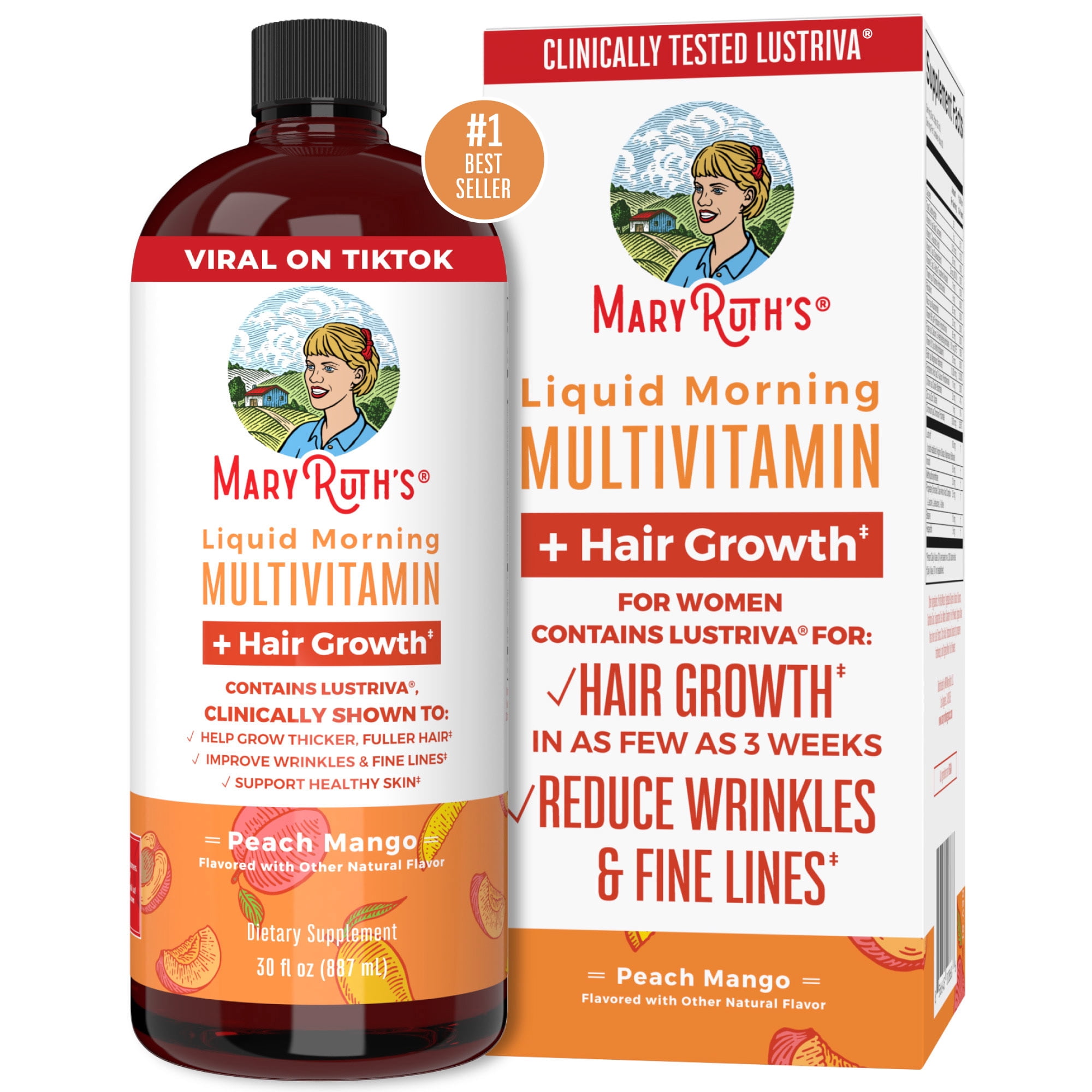 MaryRuth Organics | Liquid Morning Multivitamin + Lustriva | Hair
