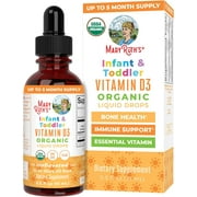 MaryRuths Organic Infant and Toddler Vitamin D3 Liquid Drops Vegan, Gluten Free,, Non-GMO 90-150 Servings Clean Label Project Verified