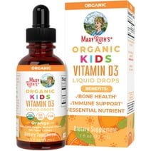MaryRuth Organics | USDA Organic Kids Vitamin D3 Liquid Drops | Growth and Bone Health Supplement | 640 IU per Serving | 15 ml