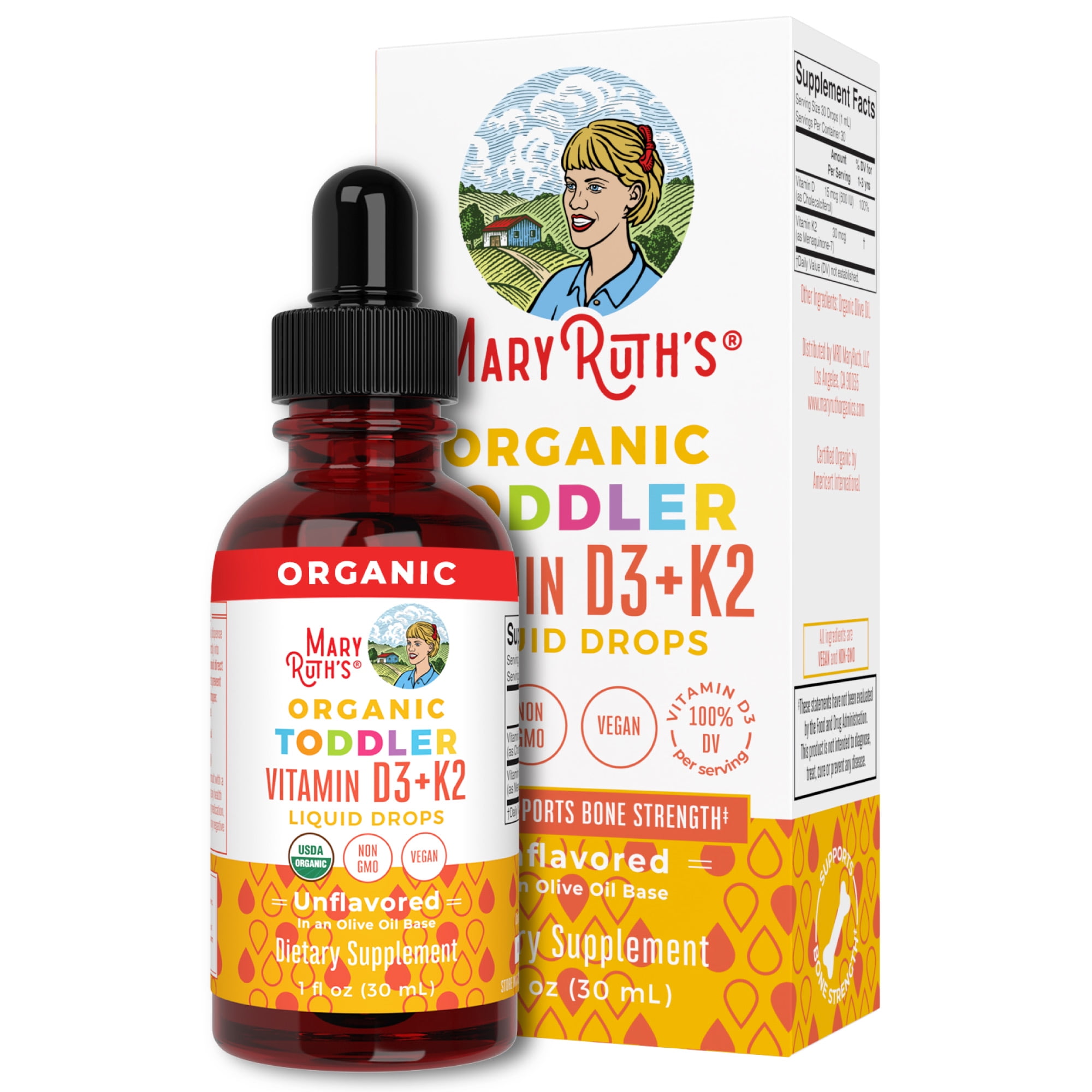 MaryRuth Organics Vitamin D3+K2 Liquid Drops Unflavored NonGMO