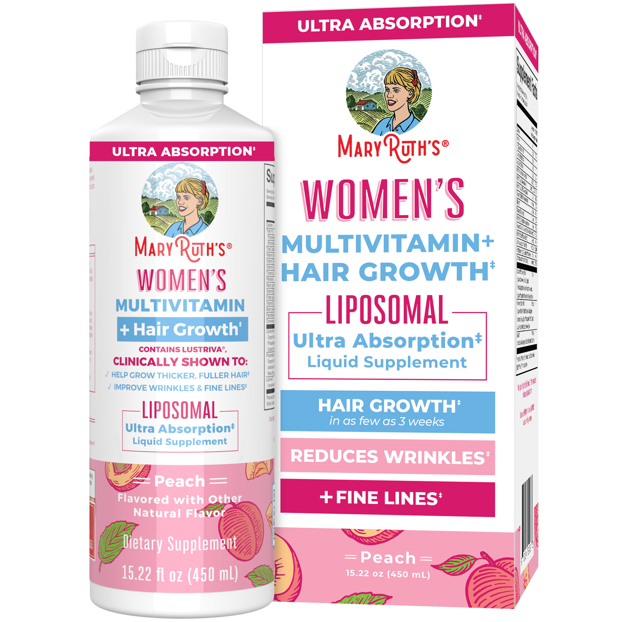 MaryRuths Multivitamin  Lustriva Hair Growth Liposomal | Adults | Biotin | Vitamin D| B Vitamins | Thicker Hair, Wrinkles, Fine Lines, Skin Care |
