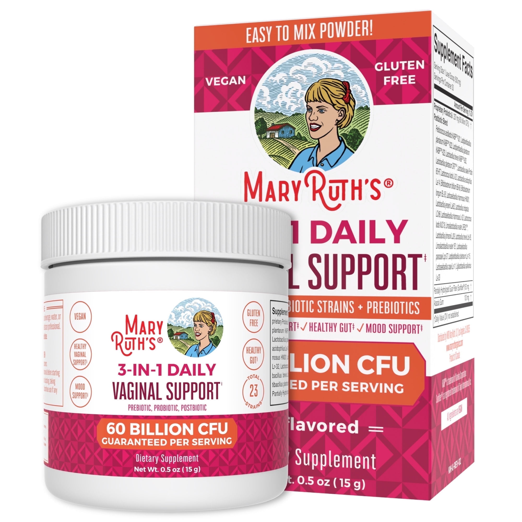 MaryRuth's 3-in-1 Probiotics for Women | Vaginal Probiotics for Microbiome & Hormonal Support | Womens Probiotic Powder | Gut Health | 50 Billion CFU | Vegan | 0.5 oz
