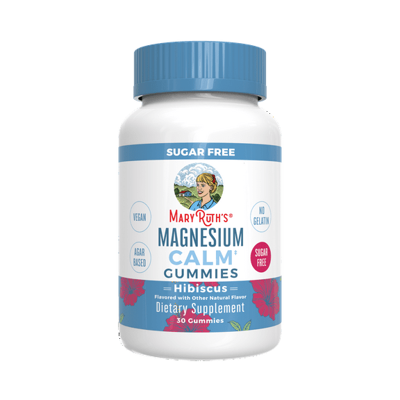MaryRuth Organics Adult Magnesium Calm Gummies for Bone and Joint Health, Mineral Supplements, Hibiscus, 30 Count