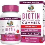 MaryRuths Biotin Gummies Goji Berry Flavor Vegan Hair Skin Nails Support 2,500mcg 60 Count