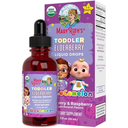 MaryRuth Organics Coco Toddler Elderberry Drops, Blueberry Raspberry, Unisex, Ages 1 - 3 years, 1 fl oz