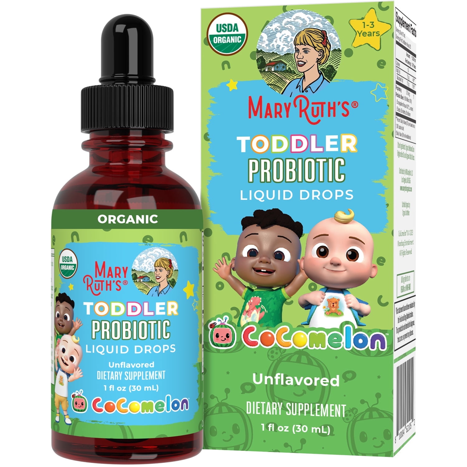 MaryRuth's Cocomelon Toddler Probiotic Liquid Drops, Organic, 1 fl oz