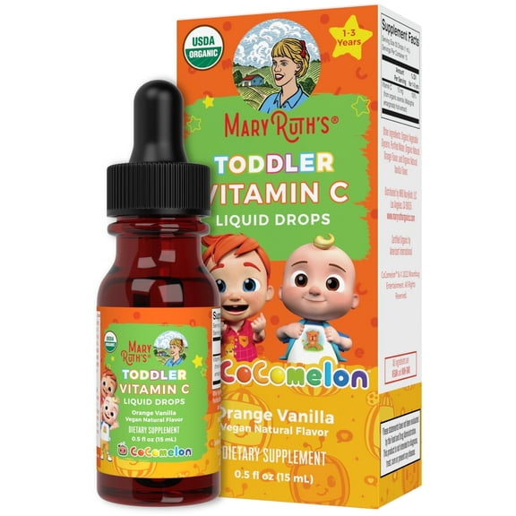 MaryRuth's Cocomelon Vitamin C Liquid Drops for Kids, Ages 1-3, Immune Support, Orange Vanilla Flavor, 15 mL