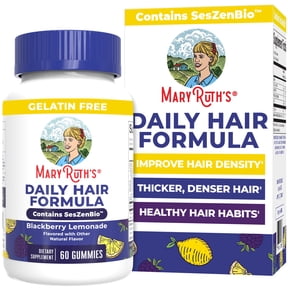 MaryRuth's Daily Hair Formula Gummies for Women 500 mg SesZenBio + 2,500 mcg Biotin, Collagen Hair Skin Nail Health Blackberry Lemonade 60 ct