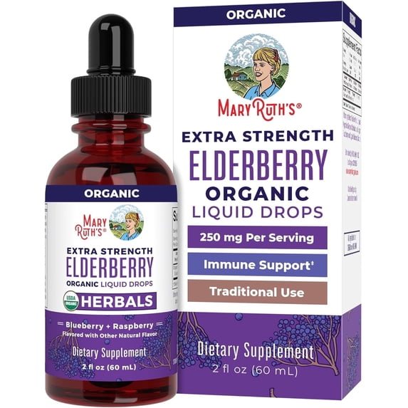 MaryRuth Organics Liquid Elderberry Tincture, Vegan, Ages 1+, 2 fl oz