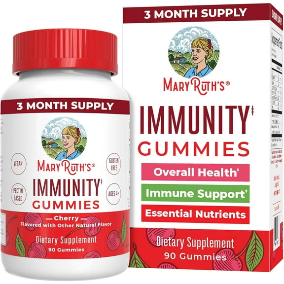 MaryRuth's Elderberry Gummies with Zinc, Vitamin C, D, Antioxidant, Vegan, Non-GMO, Cherry, 90 Count