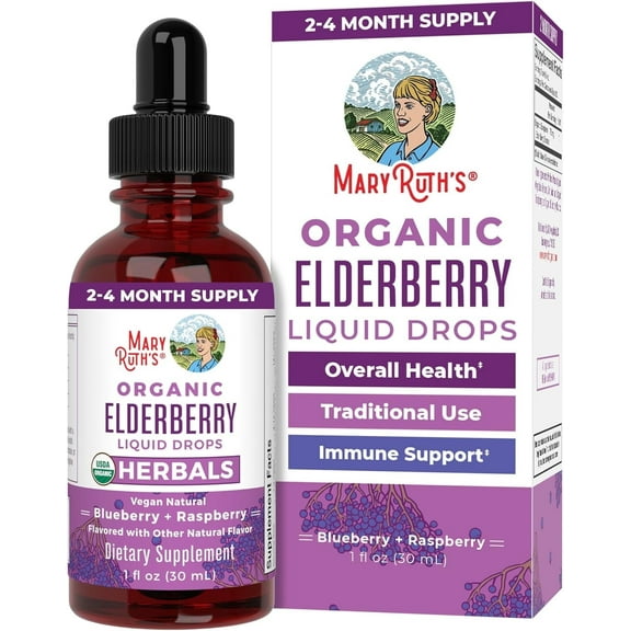 MaryRuth's Elderberry Tincture, Elderberry + Raspberry Flavor, Liquid Drops, 1 Fl Oz, Unisex