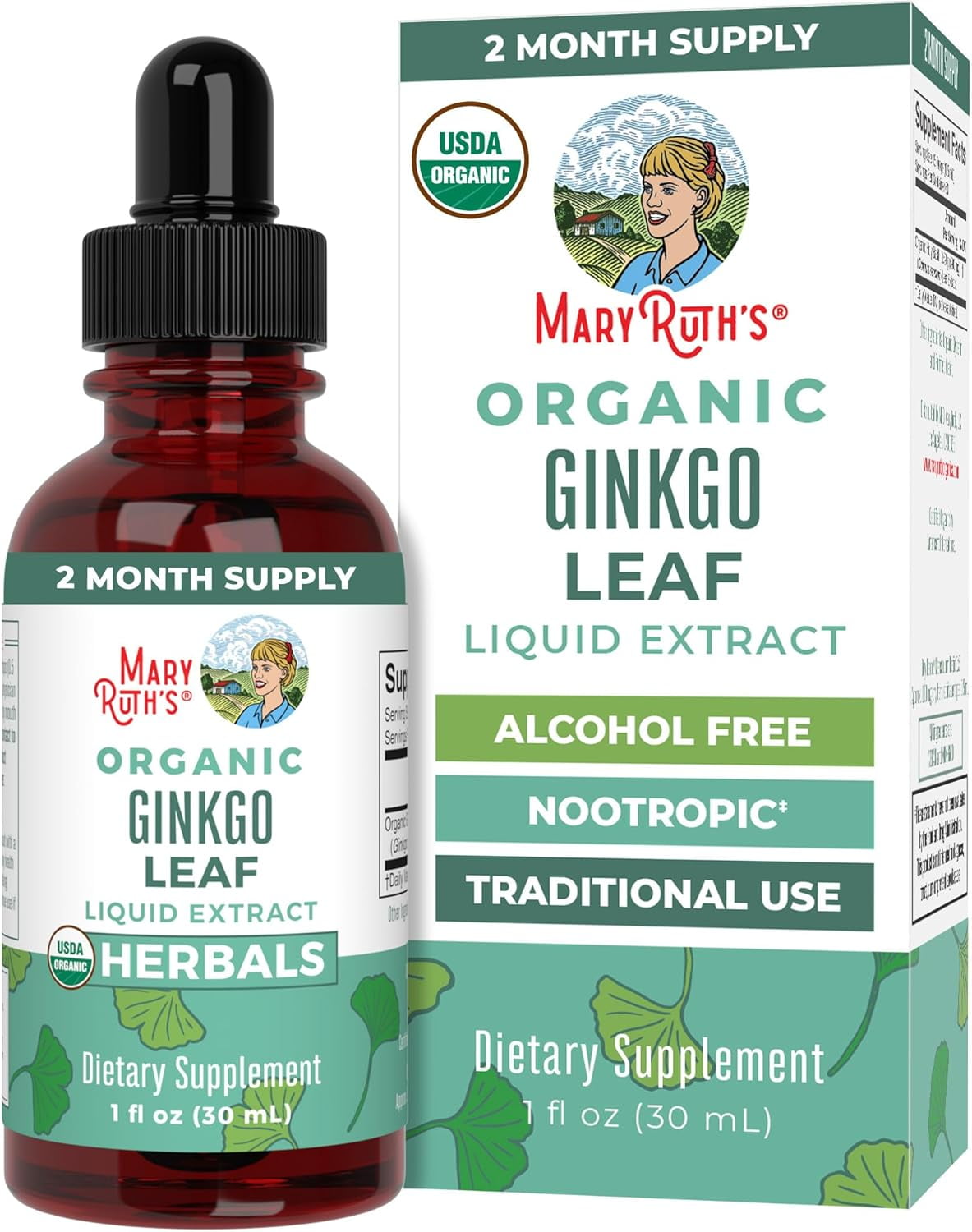 MaryRuth's Organic Ginkgo Leaf Liquid Extract, Alcohol-Free, 1 oz