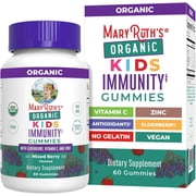 MaryRuths Kids Immunity Gummies, USDA Organic, Dietary Supplement, Elderberry Zinc, Immune Support, Mixed Berry Flavor, Vegan, Gluten-Free, 60 Count