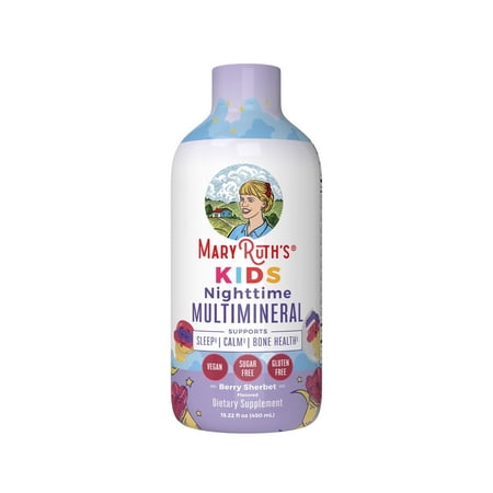 MaryRuth Organics Kids Liquid Nighttime Multimineral for Children's Health, Berry Sherbet, Sugar Free, 15.22 fl oz