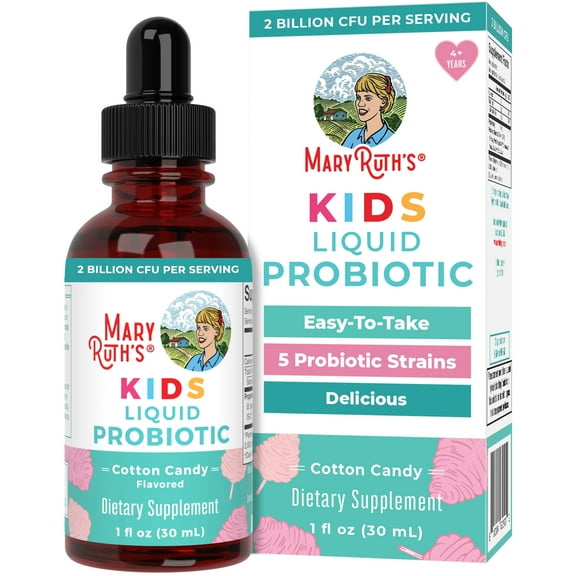 MaryRuth Organics Kids Liquid Probiotic, Gut Health & Immunity, Children's Health, Cotton Candy Flavored, 1 fl oz
