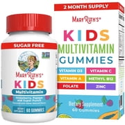 MaryRuths Multivitamin Gummies for Kids Ages 4+, Bone Health, Immune Support, General Health, Gluten-Free Sugar-Free Vegan Unisex, 60 Count