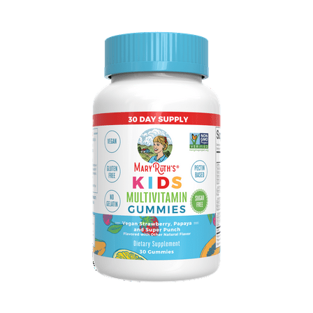 MaryRuth Organics Kids Multivitamin Gummies, Children's Health, Sugar-Free, Strawberry Papaya Super Punch, 30 Count