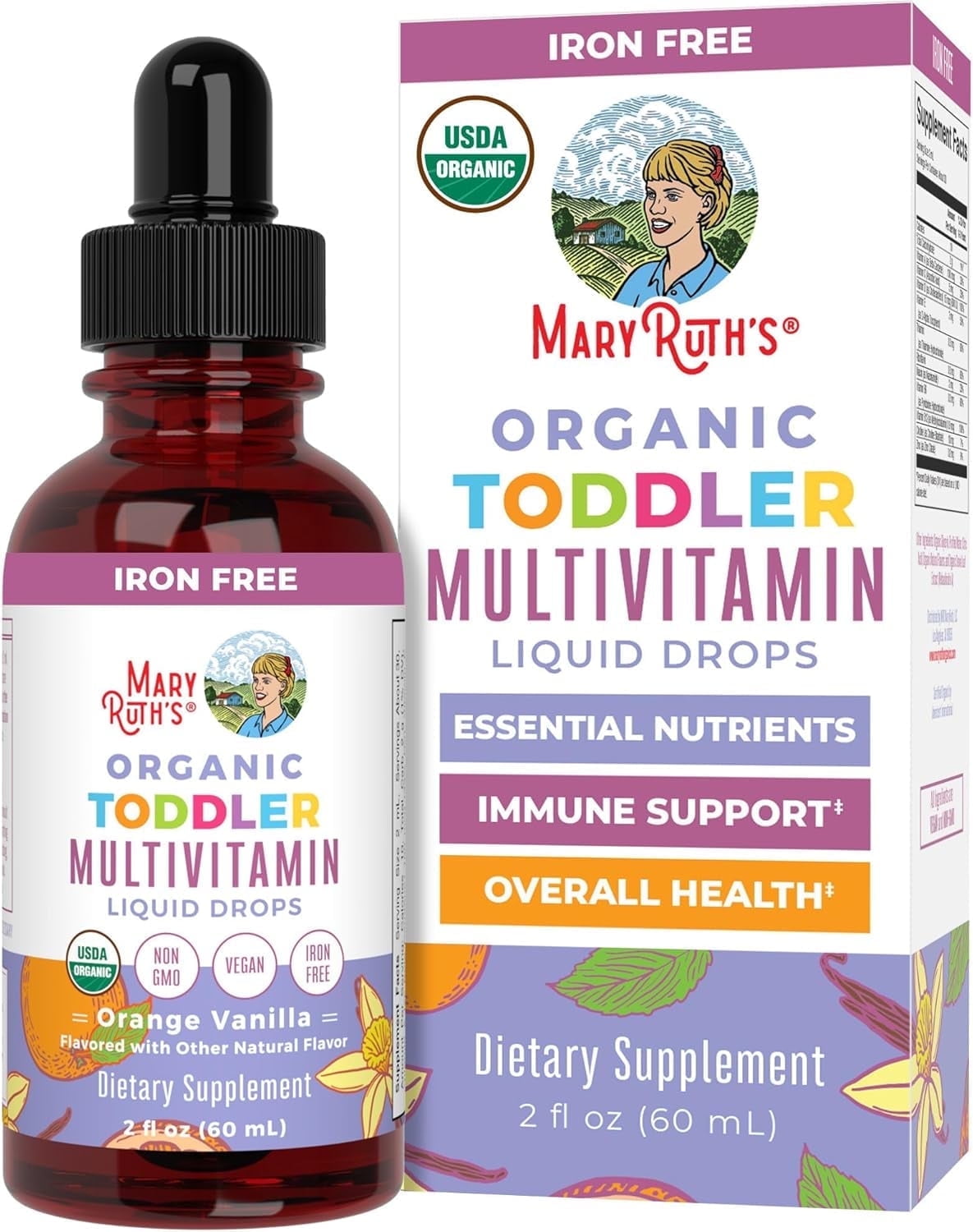 MaryRuth's Children's Organic Multivitamin Liquid Drops, Immune Support for Toddlers, 2 fl oz, Unisex