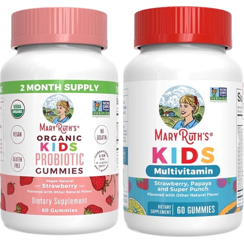 MaryRuth's Kids Multivitamin and Probiotic Gummies Bundle Vegan Gluten-Free for Gut Health Immunity Overall Wellness 2 x 60 Count