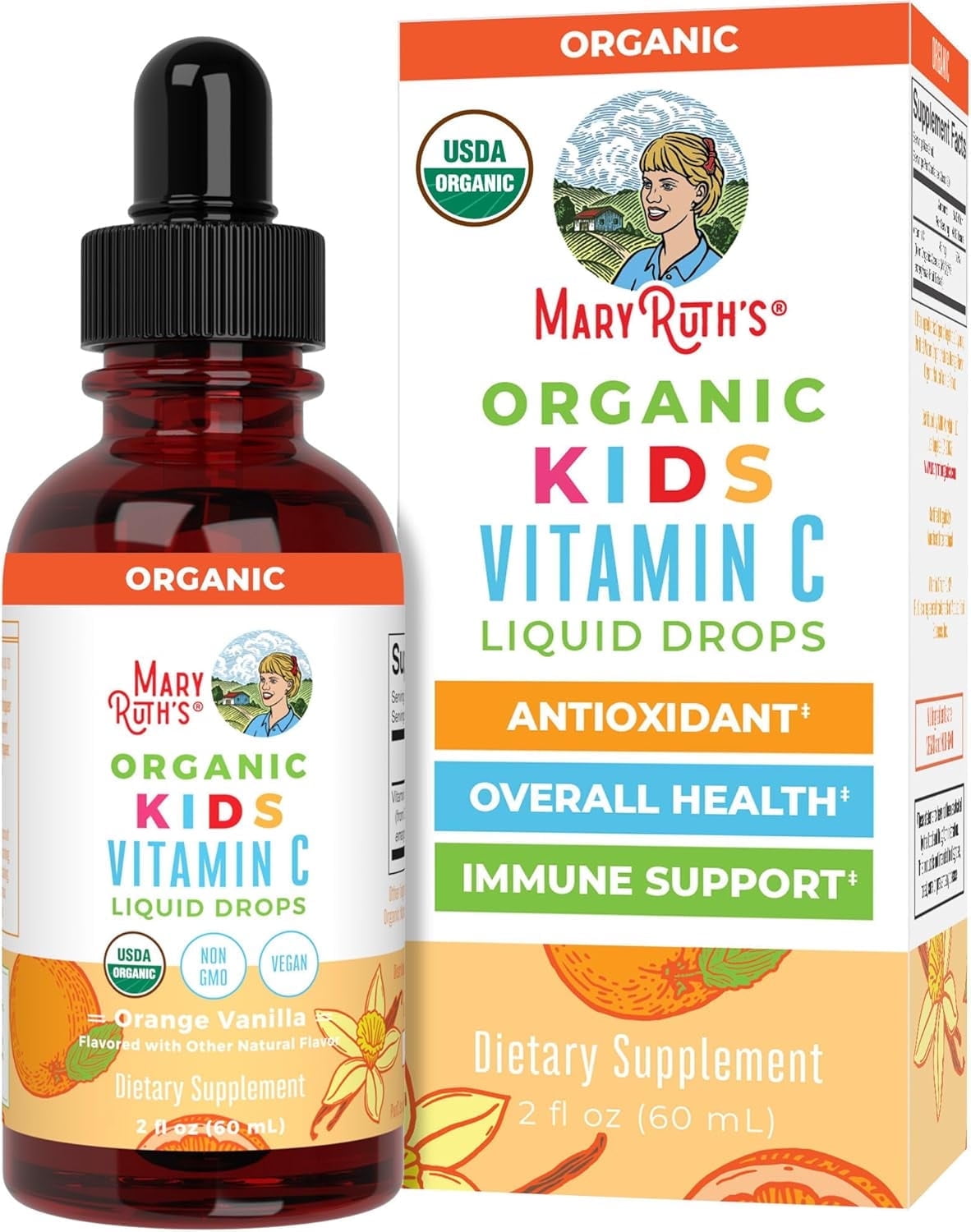 MaryRuth's Kids Organic Vitamin C Liquid Drops from Organic Acerola Fruit Extract Vitamin C Supplement for Ages 4-13 Immunity Support 2oz