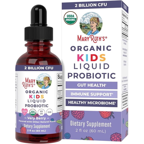 MaryRuth Organics Kids Probiotic Drops Very Berry Flavor Vegan Digestive Health Ages 4+ 2 fl oz