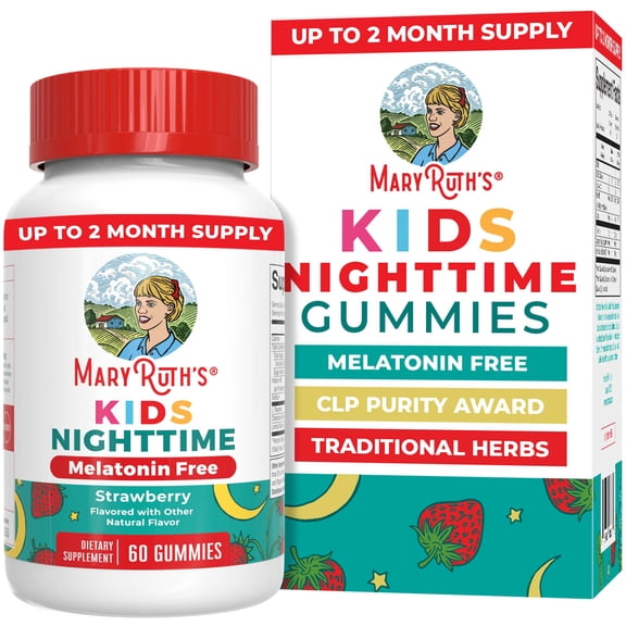 MaryRuth's Kids Nighttime Gummies, Strawberry, Sugar-Free, Vegan, 60 Count