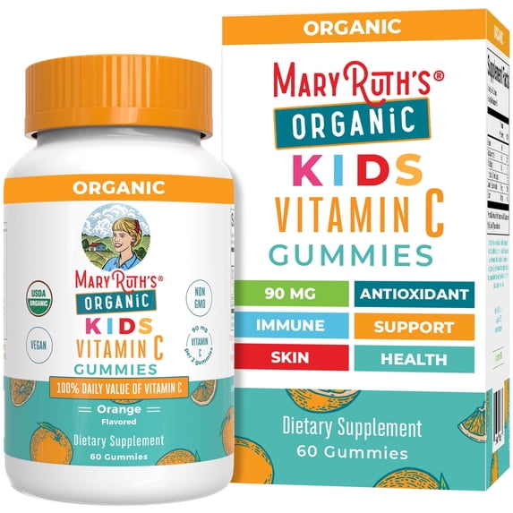 MaryRuth Organics Vitamin C Gummies for Kids Orange Flavor Vegan Immune Support 60 Count