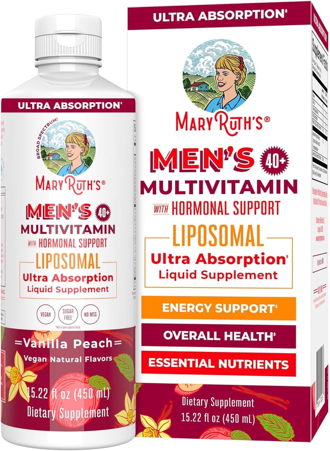 MaryRuth's Liposomal Multivitamin for Men 40+ High Potency Daily Vitamins 15.22 fl oz / 450 ml Overall Wellness