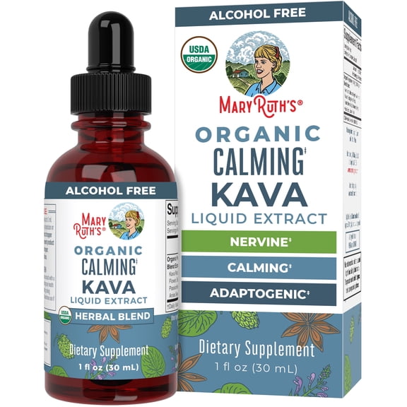 MaryRuth Organics Calming Herbal Blend Liquid Extract Unisex Kava Kava Root Mood Support 1 Count 1 fl oz