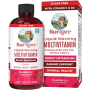 MaryRuth's Liquid Morning Multivitamin, Adults and Kids, General Health and Wellness, Immune Support, Overall Health, Vegan, Raspberry, 15.22 fl oz