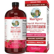 MaryRuth Organics Liquid Morning Multivitamin, Vegan, Adults and Kids General Health and Wellness, Raspberry, 15.22 fl oz