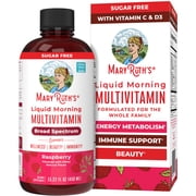 MaryRuth's Liquid Morning Multivitamin, Adults and Kids, General Health and Wellness, Immune Support, Overall Health, Vegan, Raspberry, 15.22 fl oz
