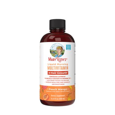MaryRuth Organics Liquid Multivitamin + Lustriva® Hair Growth Thickness in Women's Hair Biotin 10000mcg Vitamin D B Vitamins Ages 18+ 15.22 fl oz
