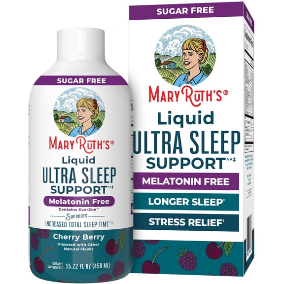 MaryRuth's Liquid Ultra Sleep Support, Relaxation, Cognitive Function, L-Theanine, Vegan, Sugar-Free, No Melatonin, Cherry Berry Dream, 15.22 fl oz