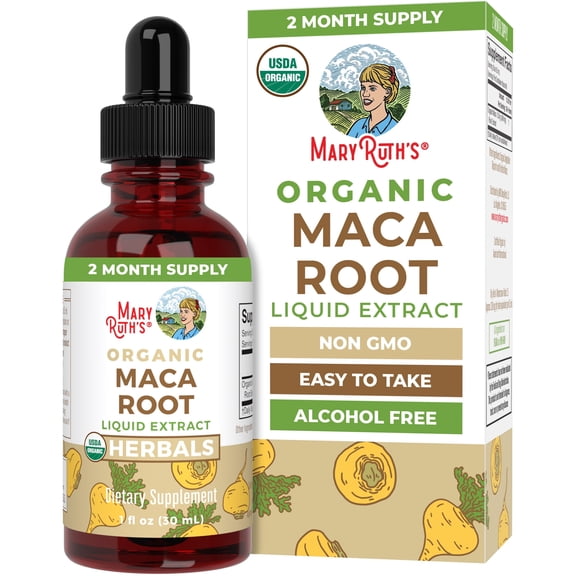 MaryRuth Organics Maca Root Liquid Drops USDA Organic Vegan Gluten Free Alcohol Free, Adults 18+, 1 fl oz
