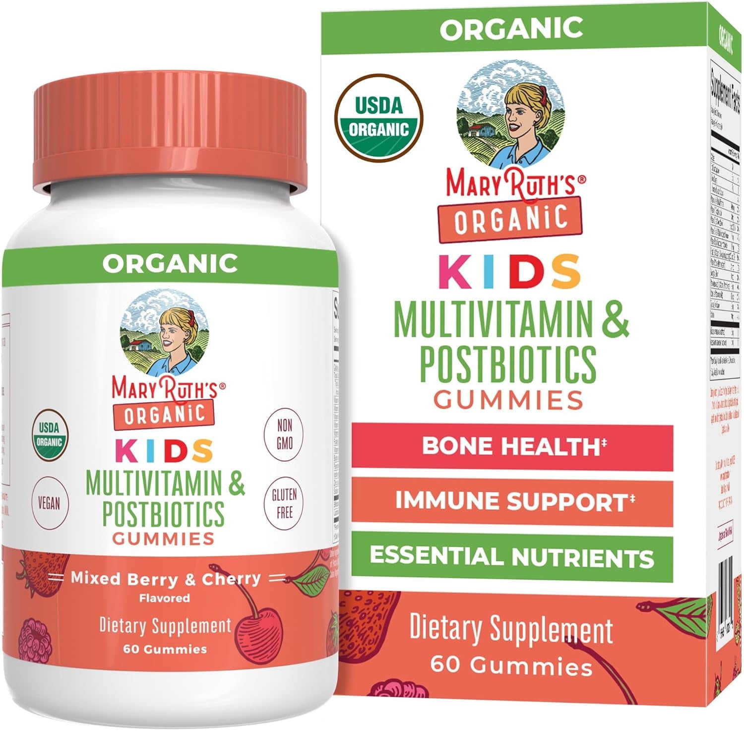 MaryRuth's Kids Multivitamin Gummies with Vitamins and Postbiotics, 60 Count