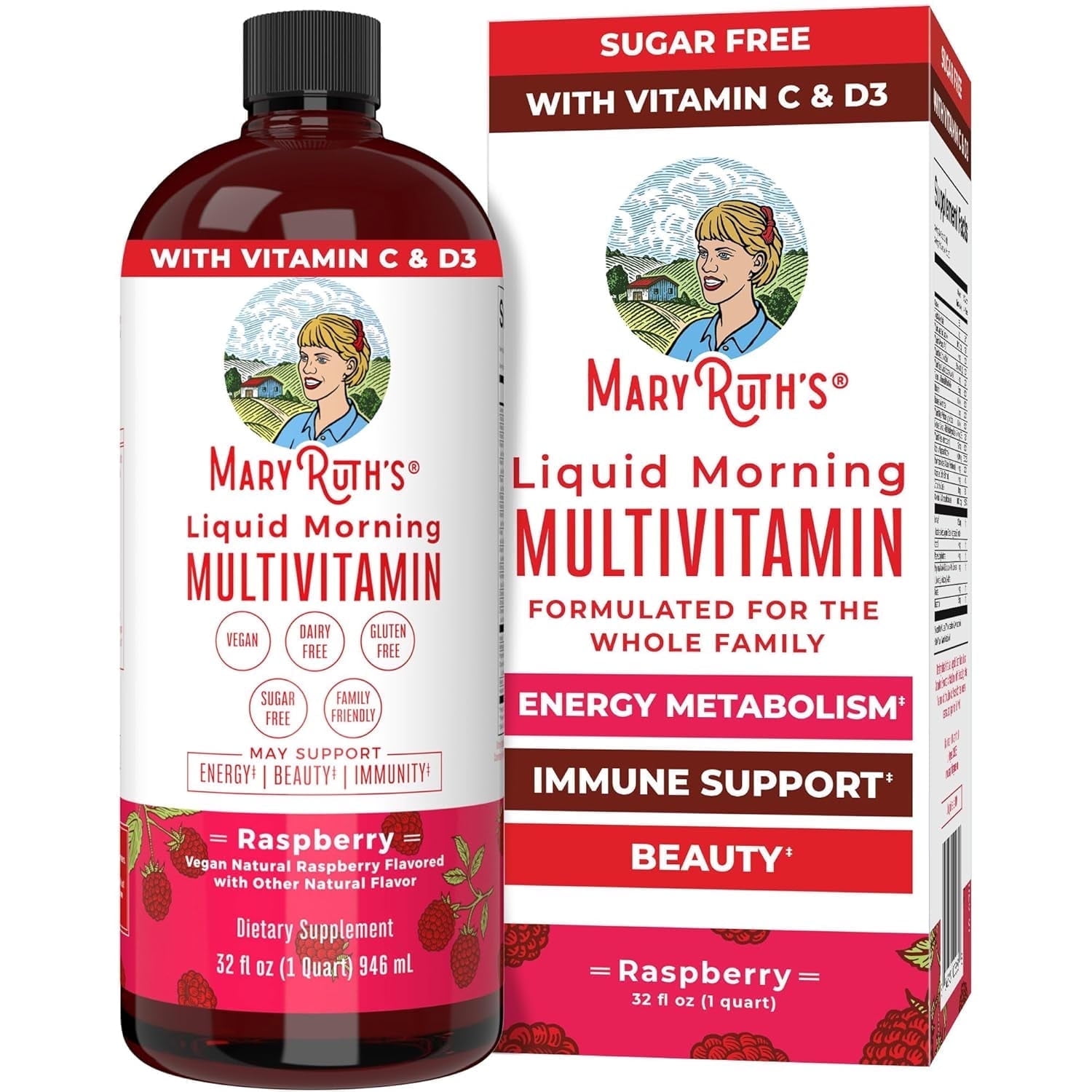 MaryRuth's Multivitamin, Unisex, 32 Fl Oz, Vegan, Non-GMO, Vitamins C and D