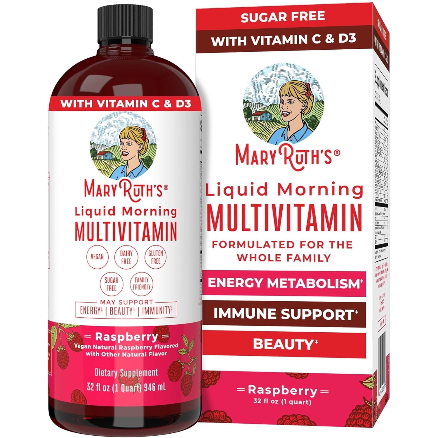 MaryRuth's Multivitamin, Unisex, 32 Fl Oz, Vegan, Non-GMO, Vitamins C and D