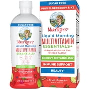 MaryRuths Liquid Multivitamin Essentials+ with Elderberry for Immunity Support, Vitamins A C D E, Fruit Punch Flavor, Ages 1+, 32 fl oz