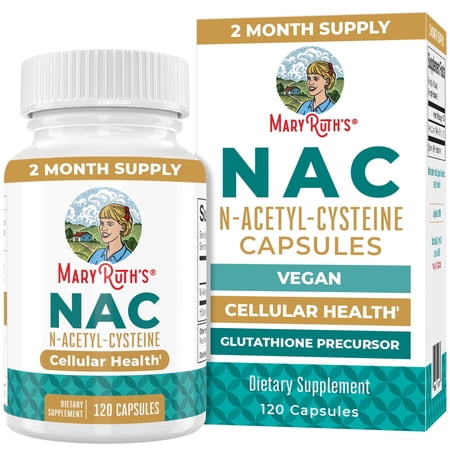 MaryRuth's NAC Capsules Supplement, Adult Ages 18+, NAC 1000mg Per Serving, Vegan, Gluten Free, Unisex, 120 Count
