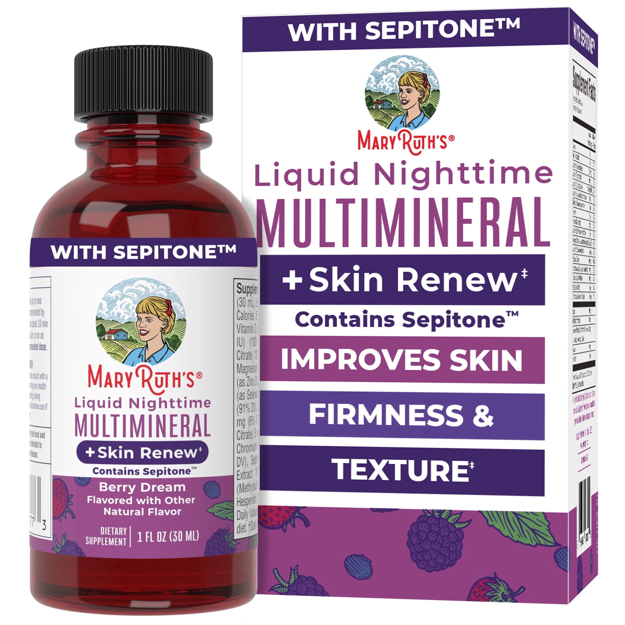 MaryRuth's Nighttime Multimineral Liquid and Skin Renew Travel Pack Berry 8-Pack 1 fl oz