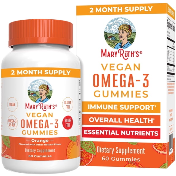 MaryRuth's Omega-3 Gummies, Immune Health, Vegan, 60 Count