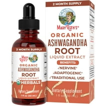 MaryRuth's | Organic Ashwagandha Root Liquid Drops | Adaptogen | Stress and Anxiety Relief Supplement | Non-GMO, Clean Label Project Verified | 30 mL