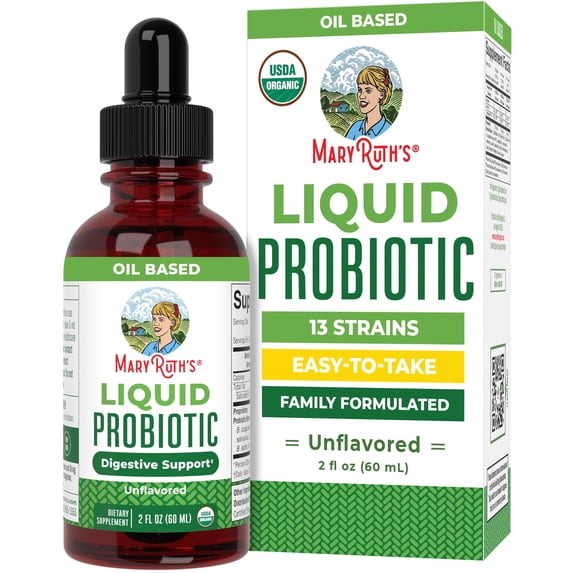 MaryRuth's Liquid Probiotic, Adults & Kids Ages 1+, USDA Organic, Vegan, Daily Drops, Unisex, 2 fl oz