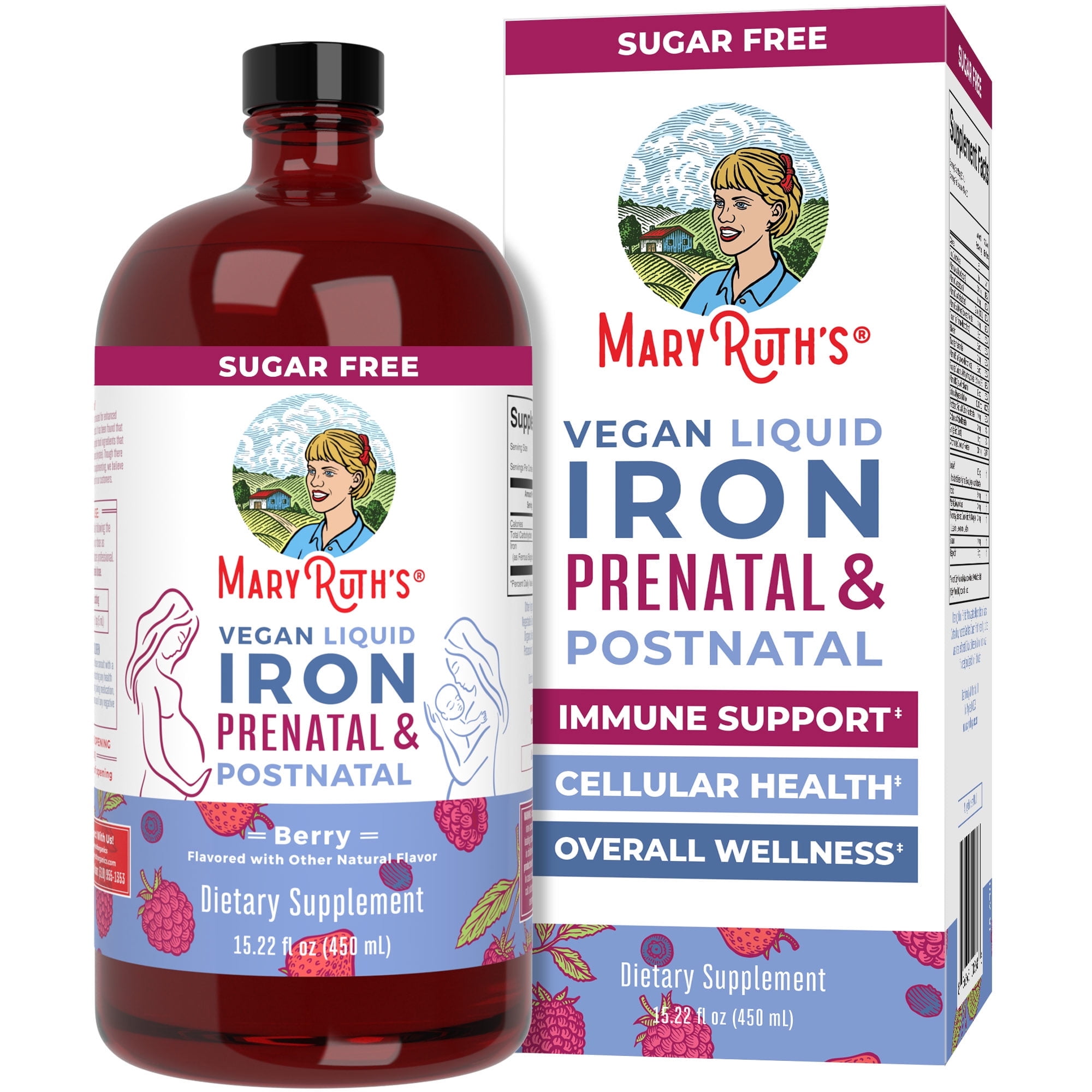 MaryRuth's Prenatal Postnatal Iron Liquid, Berry, 15.22 oz