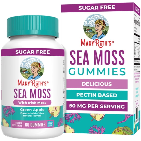 MaryRuth's Sea Moss Gummies Gut Health Immune Support Supplement, Irish Moss, Vegan Gluten-Free Green Apple Flavor Unisex Ages 4+ 60 Count