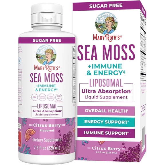 MaryRuth's Elderberry Citrus Berry Liposomal Sea Moss Herbal Supplement Vegan Adult Unisex 7.6 fl oz