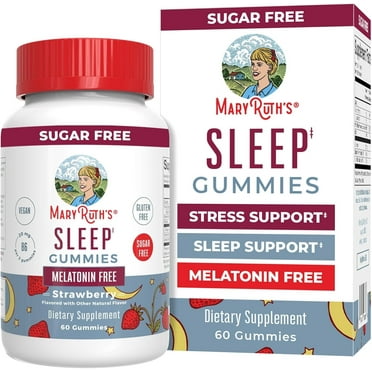 MaryRuth's Sleep Gummies with Melatonin, L-Theanine, Chamomile, Vitamin B6, Strawberry, Vegan, Non-GMO, 60 Count
