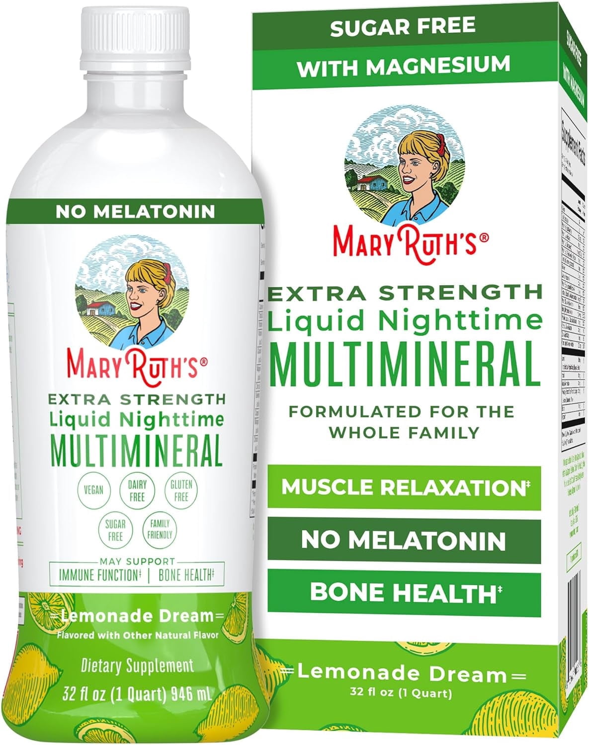 MaryRuth's Nighttime Multimineral Supplement, Magnesium, Muscle Relaxation, Extra Strength, Lemonade, 32 Fl Oz