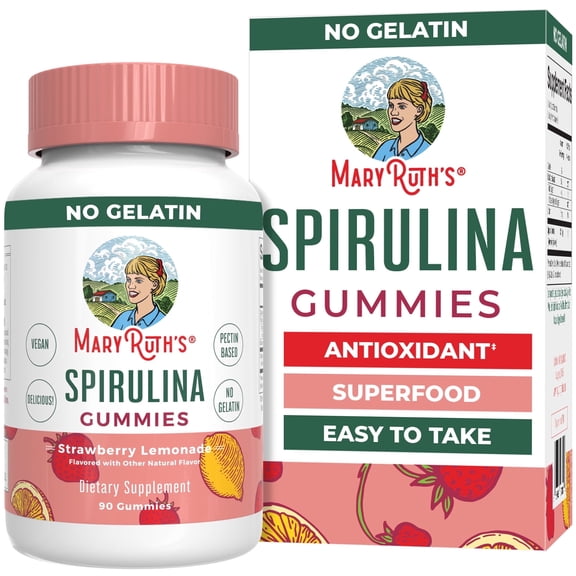 MaryRuth's Spirulina Gummies Superfood Strawberry Lemonade Flavor Vegan 60 Count